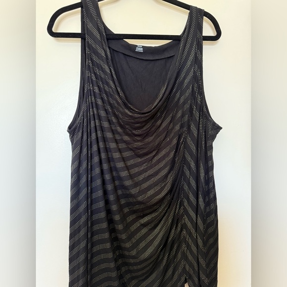 NWOT Lane Bryant Black Tank with Tiny Gold Studs, Ruching, & Draped Neck  22/24 - Picture 6 of 7
